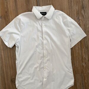 Bonobos White Polka Dot Tech Shirt, slim fit, large